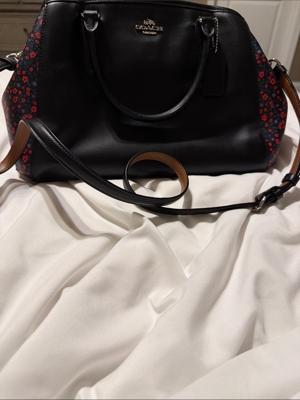 Coach Small Margot Carryall Ranch Floral Black F59442 Satchel